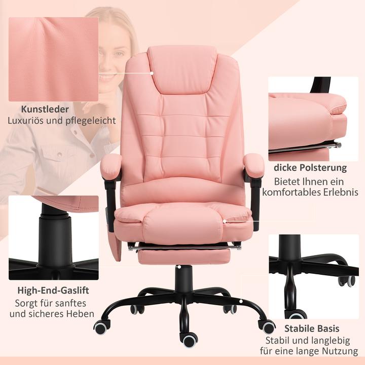 Image du produit Vinsetto Massagestuhl Kunstleder, Schaumstoff Rosa