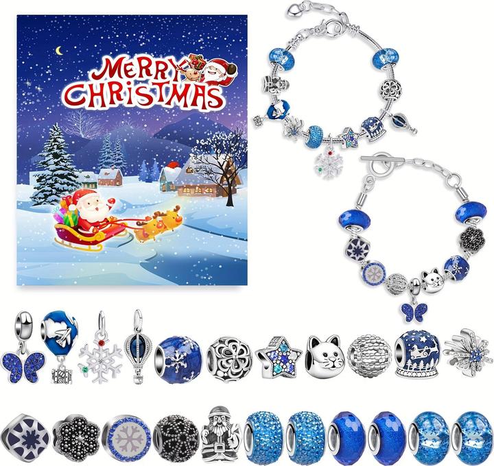 Activity Board Calendrier de l'Avent de Noël vintage 2024 - Compte à rebours de 24 jours avec charms, objets de