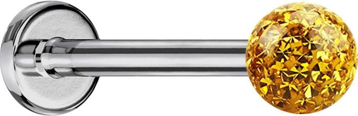 Actual product image Star Piercing Micro Labret silver with crystal ball topaz and epoxy protective layer (Titanium, without brass)