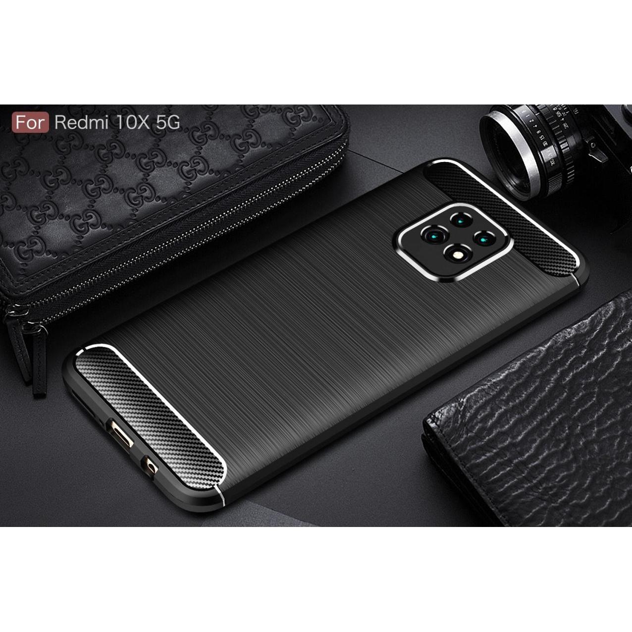 Thumbnail - Screenguard Xiaomi Redmi 10X 5G Hülle Carbon Brushed Soft TPU (Xiaomi Redmi 10X 5G), Smartphone Hülle, Schwarz