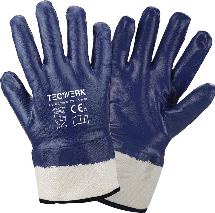 Produktbild Tecwerk Handschuhe Neckar Grösse 10 blau Nitrilvollbeschichtung EN 388 PSA-Kategorie II (10)