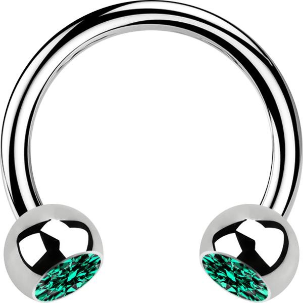 Actual product image Star Piercing Micro Circular Barbell silver with two turquoise crystal balls (Surgical steel 316L)