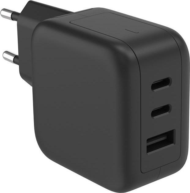 HQ Power USB fast charger with GaN Fast Technology - 3 outputs - USB-A & 2 x USB-C - 67W (67 W)
