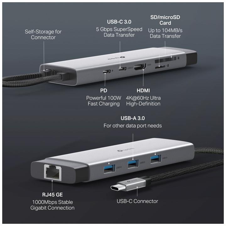 Immagine prodotto TP-Link Hub USB Hub USB Type-C a 6 porte UH9120C (USB-C, 9 porte)