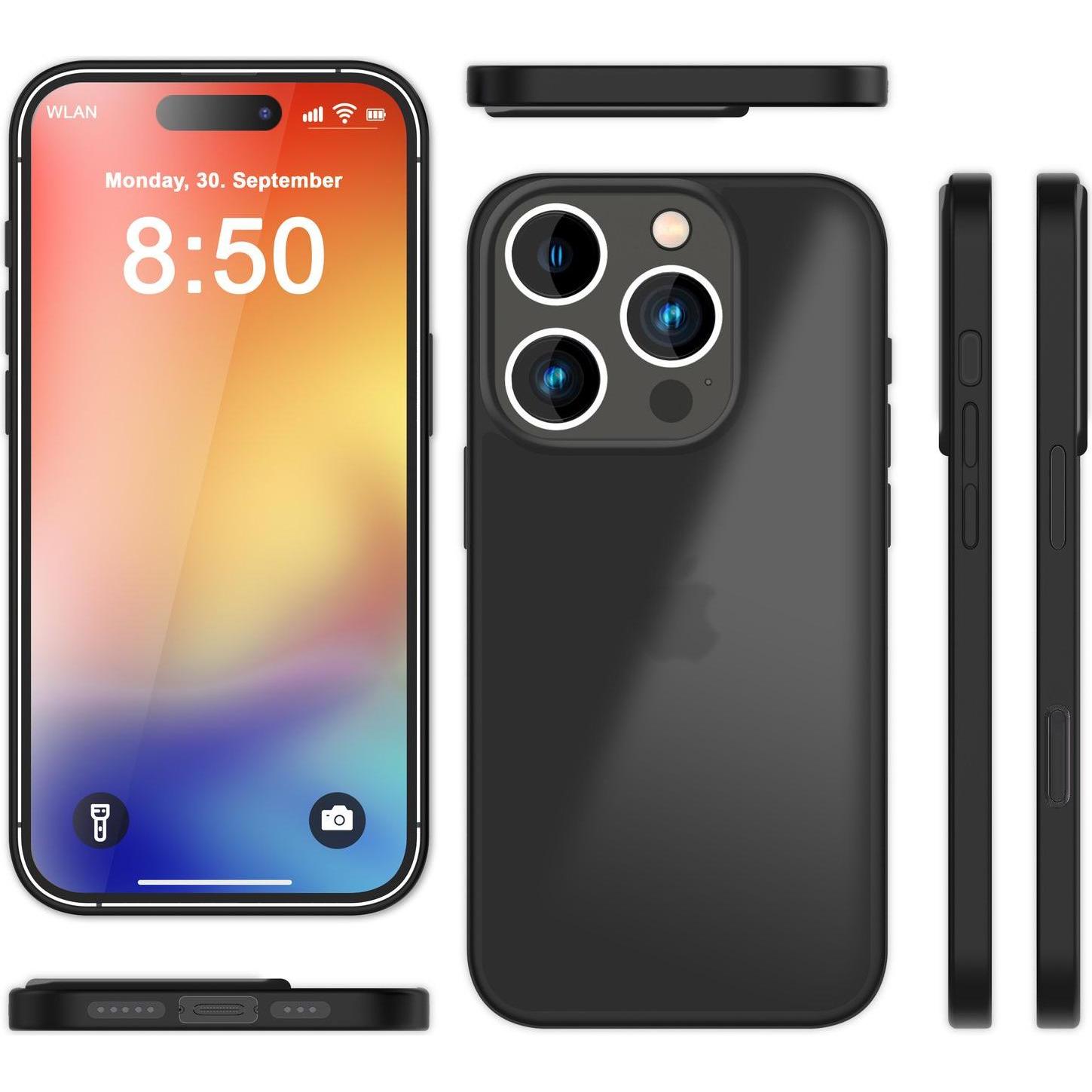 Nalia Matte Hybrid Hülle Semi-Transparent (Apple iPhone 16 Pro), Smartphone Hülle, Schwarz