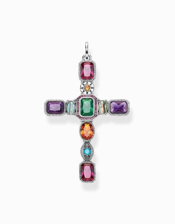 Produktbild Thomas Sabo Anhänger Kreuz farbige Steine (Silber 925, Perlmutt)