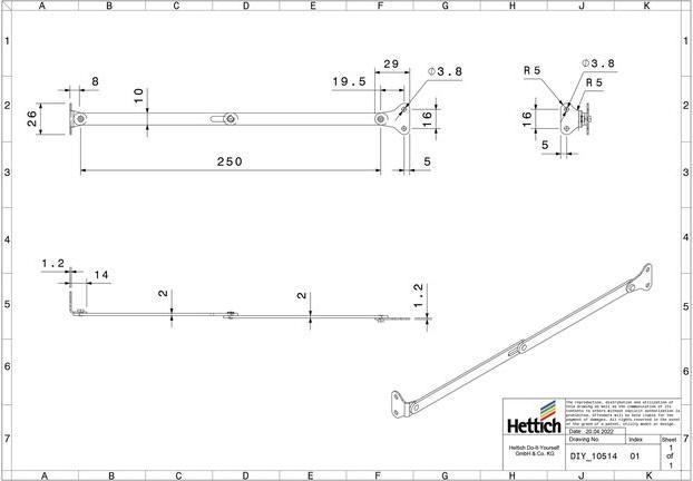 Produktbild Hettich Klappenhalter 250 mm, schwarz