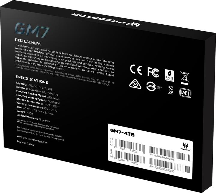 Produktbild Acer GM7-4TB (4000 GB, M.2, M.2 2280)