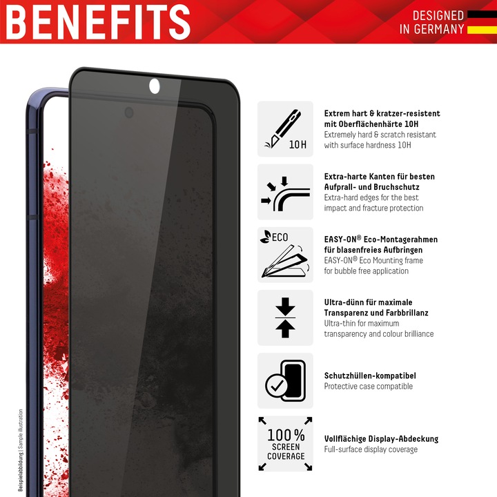 Produktbild Displex Real Glass, Privacy Full Cover Panzerglas (1 Stück, Samsung Galaxy S22 Ultra)