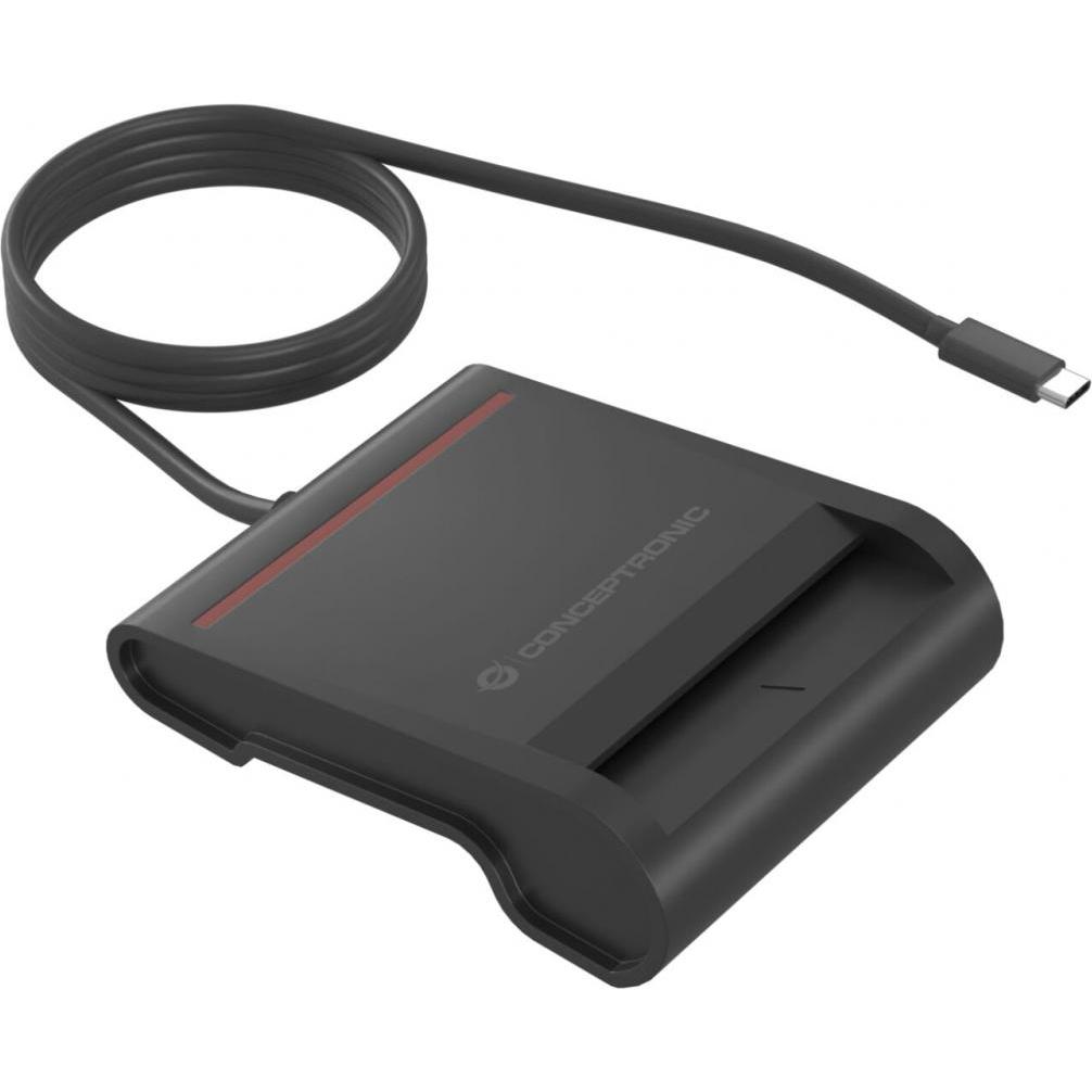 Conceptronic SCR01BC (USB-C), Speicherkartenlesegerät, Schwarz