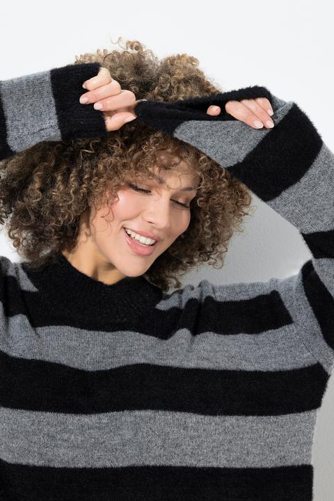 Produktbild Ulla Popken Pullover, Streifen, Stehkragen, Langarm, kuschelweich (62)