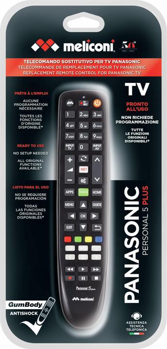 Immagine prodotto Meliconi Gumbody Personal 5 plus telecomando IR Wireless TV Pulsanti (Telecomando specifico per il dispositivo, Telecomando universale, Infrarossi)