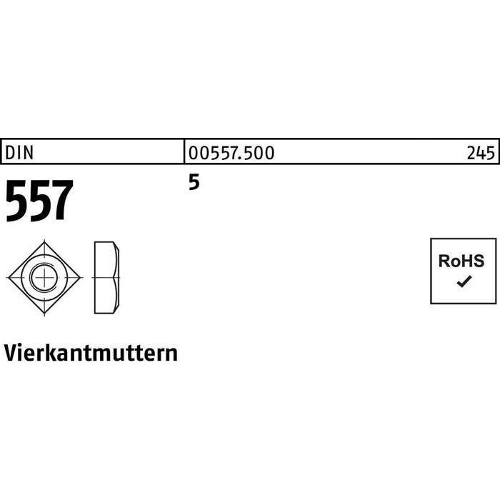 Muttern + Unterlegscheiben, Vierkantmutter DIN 557 M 8 5