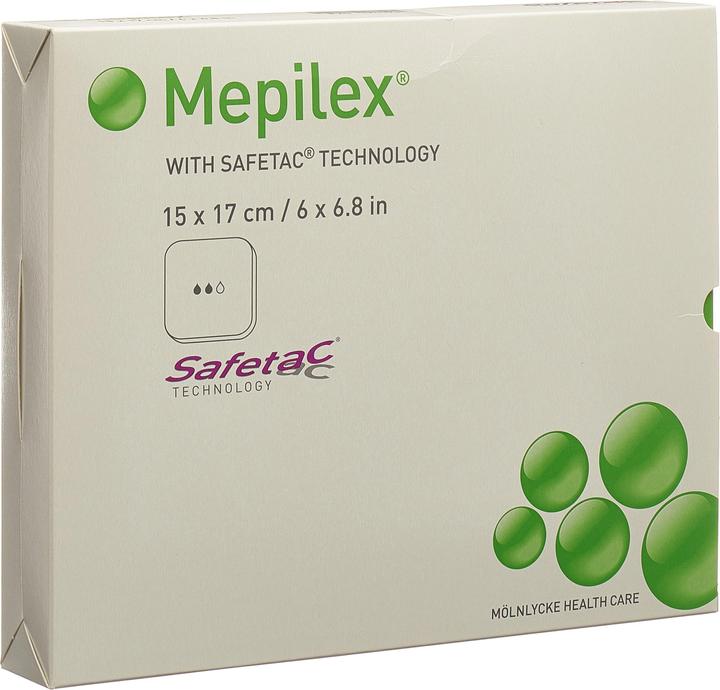 Actual product image Mepilex Foam dressing with Safetac à 15 x 17cm (5x)