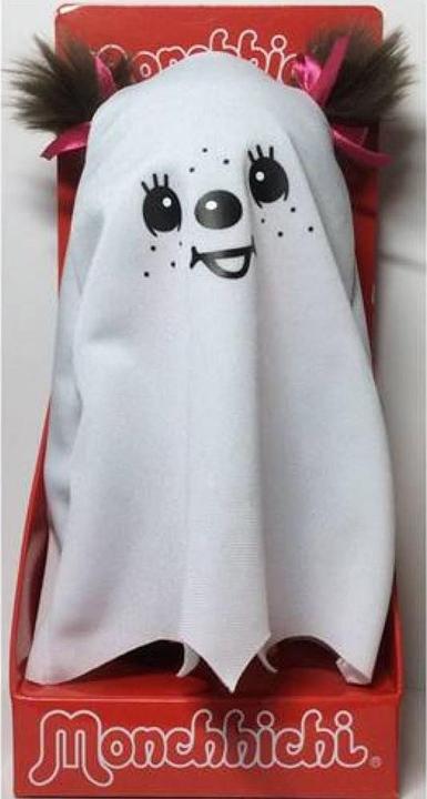 Actual product image Monchhichi Sekiguchi 242092 Original Girl "Friendly Ghost", plush figure with white flutter cape and (20 cm)