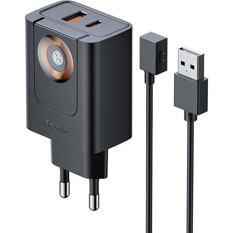 Mcdodo CH-3700 30W 2-in-1 USB-C+A Charger, black (30 W), USB Ladegerät, Schwarz