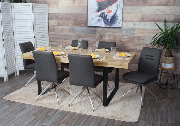 Image du produit Swisshandel24 6x chaise de salle à manger HWC-H70, chaise de cuisine fauteuil chaise, tissu/textile inox brossé