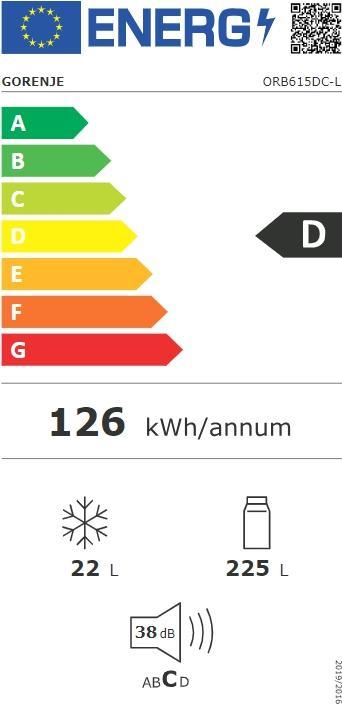 Label énergétique Gorenje ORB615DC-L champagne (247 l)