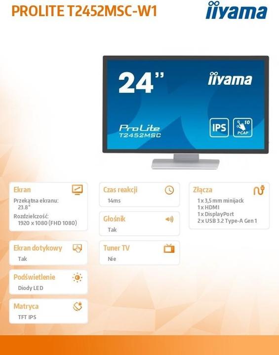 Actual product image iiyama ProLite T2452MSC-W1 (1920 x 1080 pixels, 23.80")