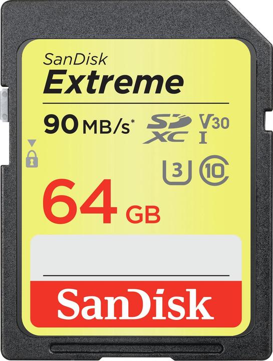 Actual product image SanDisk Extreme SDXC U3 (64 GB, SDXC, U3, UHS-I)