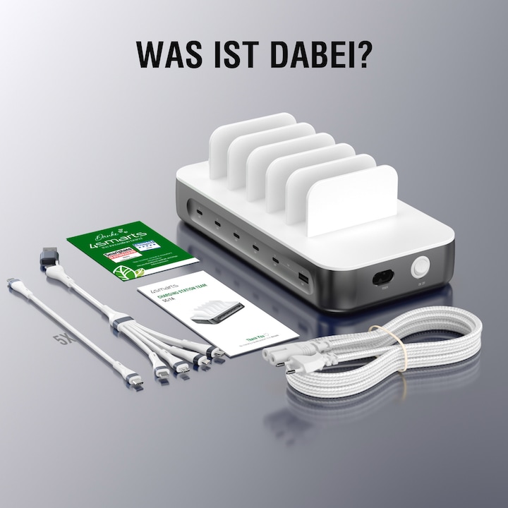 Productafbeelding 4smarts Oplaadstation Team 100W 5C/1A incl. 6 kabels (100 W)