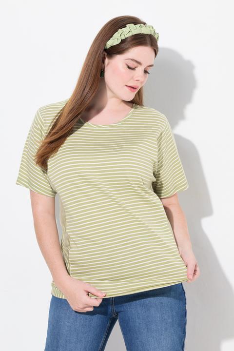 Actual product image Ulla Popken Eco Cotton Short Sleeve Striped Tee (58)