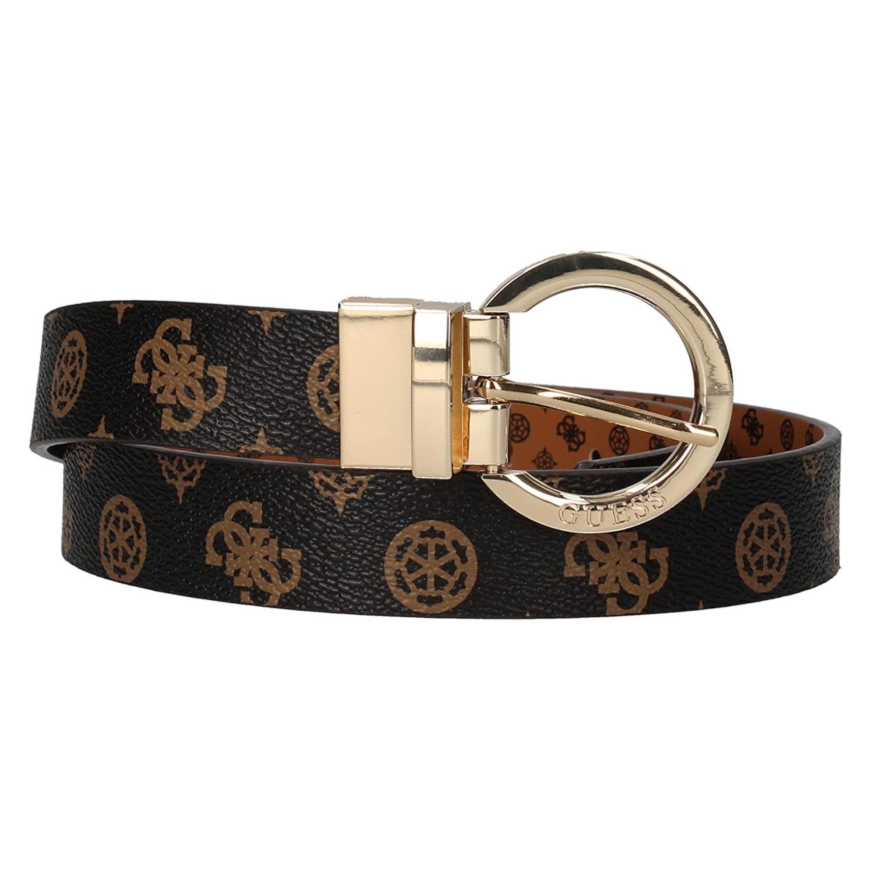 Guess, Damen, Gürtel, Cessily, Textile Belt, Black, For Women, Size M, Gold, Beige, Schwarz, (M)