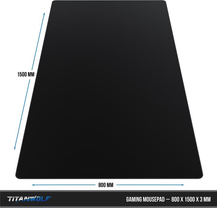 Produktbild Titanwolf Gaming Mauspad, XXXL 1500 x 800 x 3 mm Mausmatte Extralarge / Waschbar, schwarz (3XL)