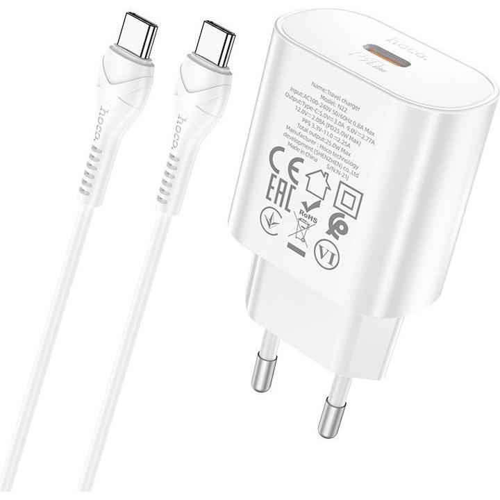 Thumbnail - Hoco Ladegerät inkl. Kabel Typ-C (25 W), USB Ladegerät, Weiss