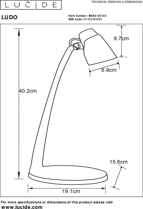 Actual product image Lucide LUDO - Desk lamp - LED - 1x4,5W 3000K - Matt gold / brass 18660/05/02 (350 lm)