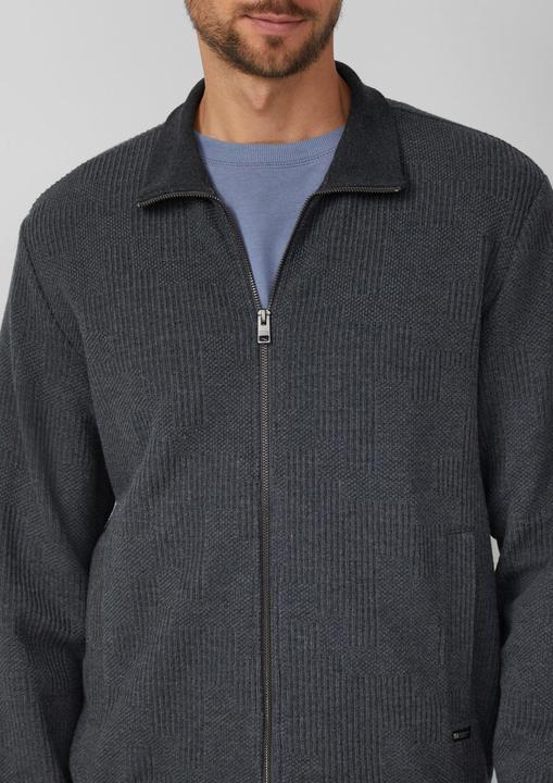 Produktbild s.Oliver Sweatshirt Jacke Strukturierte Sweatshirtjacke mit Stehkragen (L, S)