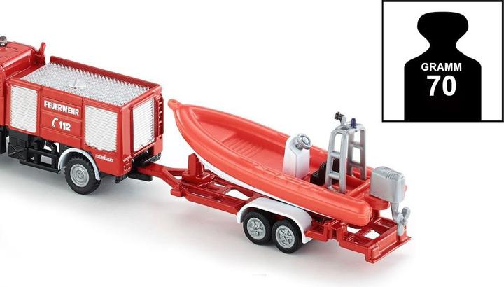 Produktbild Siku Unimog Feuerwehr mit Boot