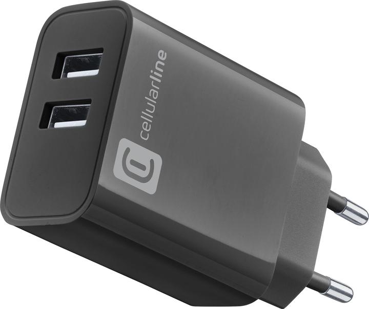 Cellularline USB Charger Multipower 2 Ports Black (24 W)