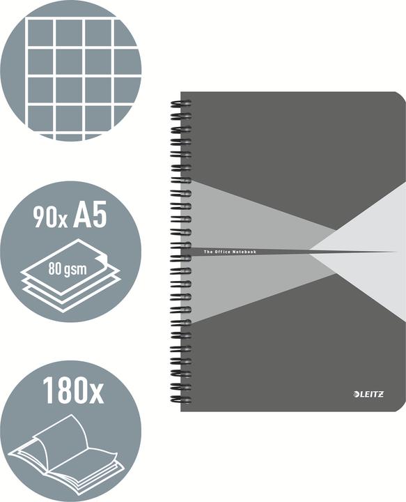Image du produit Leitz Notebook Office (A5, Quadrillé, Couverture rigide)