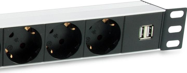 Actual product image equip Power strip 1HE8fach Schuko16A, Kabl. si (7 x, CEE 7/3, 1.80 m)