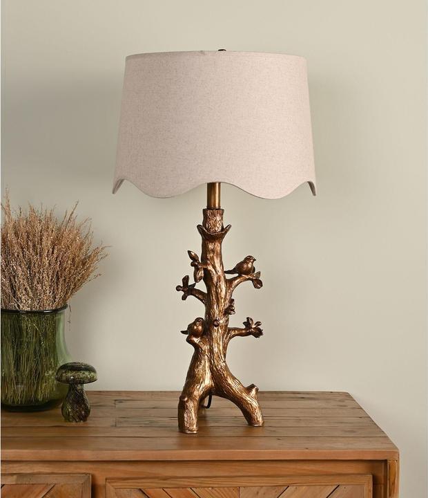 Actual product image Hestia Resin Birds Table Lamp With Scalloped Shade 27.5