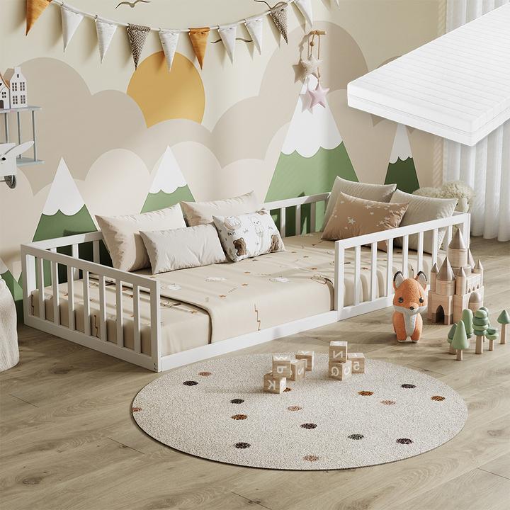 Produktbild VitaliSpa Bodenbett aus Metall Minno, Weiss, 90x200 mit Matratze (90 x 200 cm)