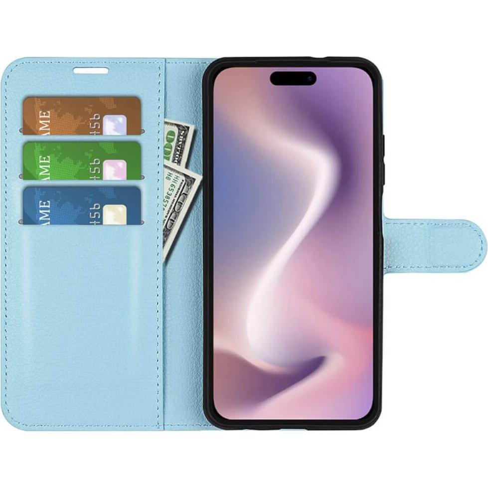 Thumbnail - Cover-Discount iPhone 16 - Leder Etui Hülle (Apple iPhone 16), Smartphone Hülle, Blau
