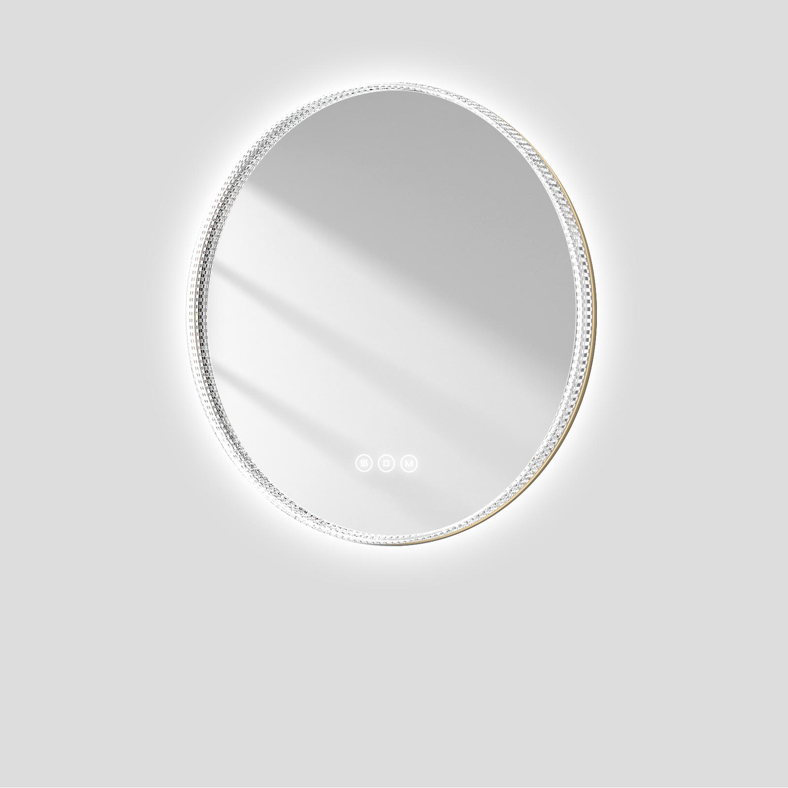 Emke, Spiegelschrank, Badspiegel mit Beleuchtung Φ60cm,Beschlagfrei, 3 Farbtemperaturen(3000K-6500K) und dimmbaren, Gold