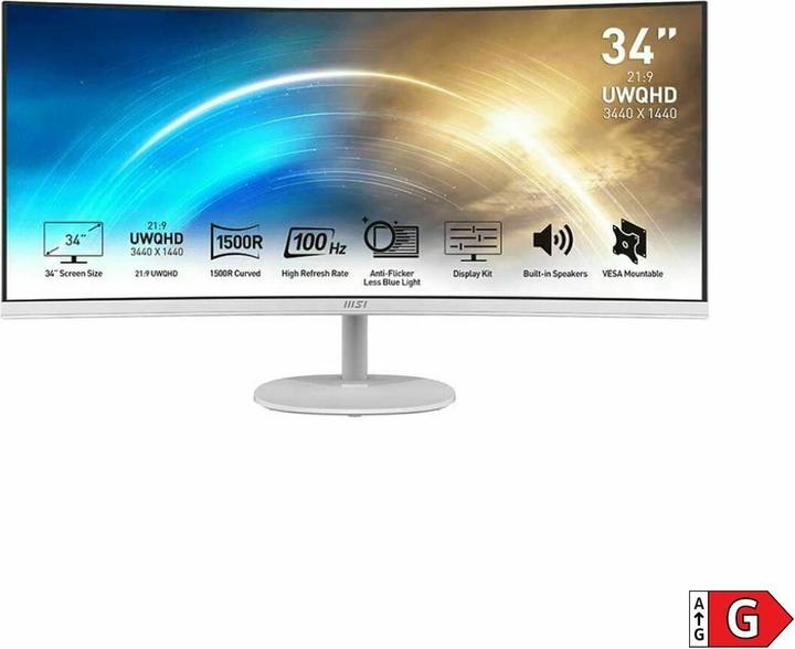 Productafbeelding MSI PRO MP341CQW 34inch VA UWQHD Curved (3440 x 1440 pixels, 34")