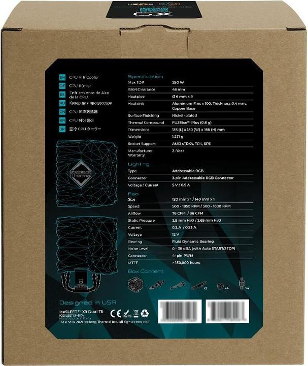 Produktbild Iceberg Thermal IceSLEET X9 Dual TR - Threadripper only (166 mm)