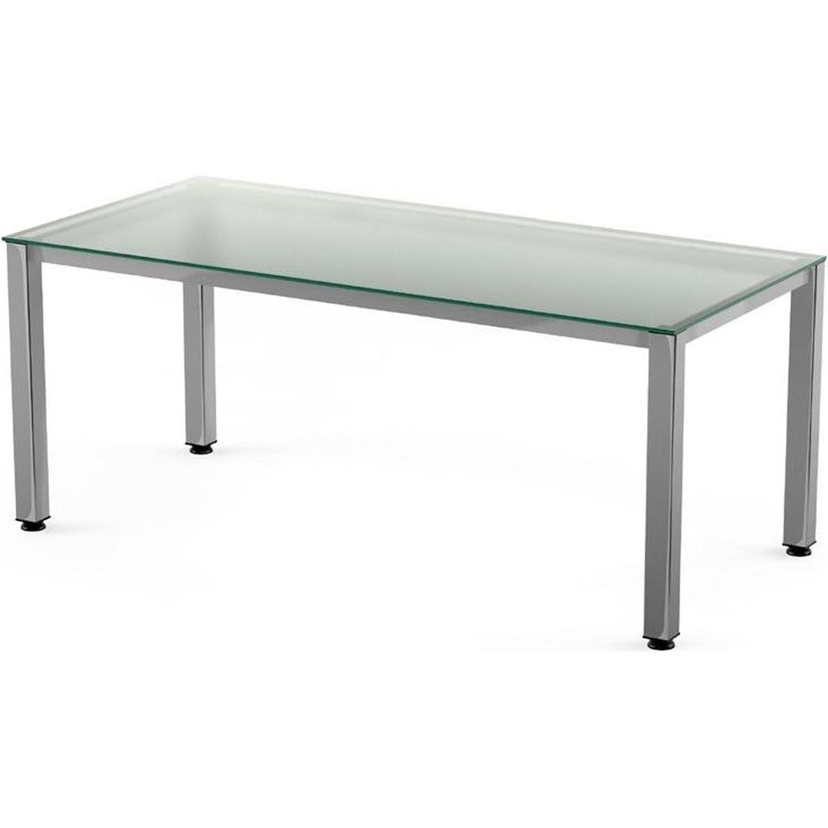 Rocada, Schreibtisch, Schreibtisch Executive BxTxH 200x80x73cm Gestell verchromt Platte Glas satiniert