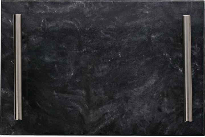 Hestia Marble Tray with Metal Handle - Black