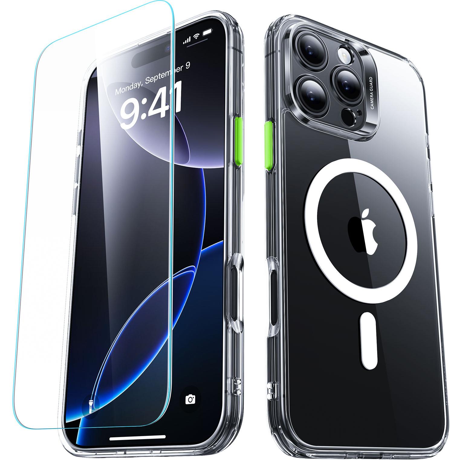 Thumbnail - ESR Classic Hybrid Halolock MagSafe Case + Tempered Glass for iPhone 16 Pro Max - Clear (Apple iPhone 16 Pro Max), Smart...