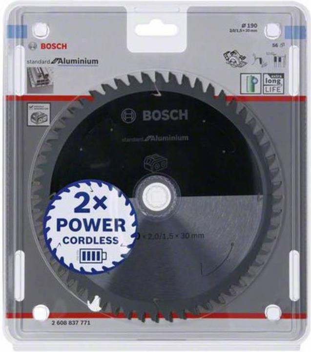 Productafbeelding Bosch Professional Zubehör Cirkelzaagblad Standaard voor Aluminium, 190x2/1,5x30, 56 tanden