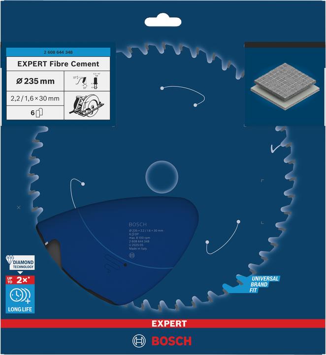 Image du produit Bosch Professional Zubehör Lame de scie circulaire Expert for Fibre Cement, 235 x 30 x 2,2 mm, 6