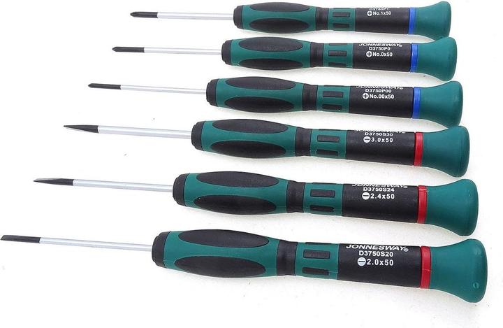 Actual product image Jonnesway Watchmaker's screwdriver, flat and cross recess, 6 pieces (Cross recess)
