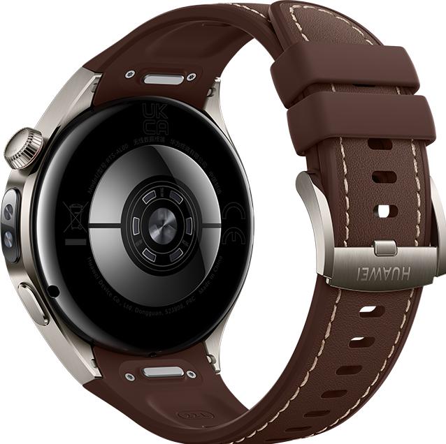 Image du produit Huawei Montres intelligentes Watch 5 (46mm), bracelet classique en Fluorelastomère marron, corps en métal, (46 mm)