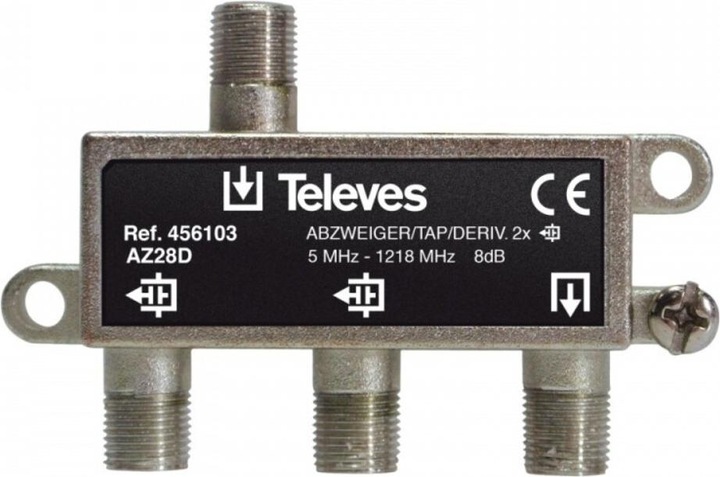 Produktbild Televes AZ28D 2-fach Abzweiger 5-1218 MHz AD:8dB 456103 (Verteiler und Abzweiger)