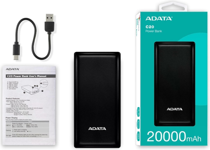 Produktbild Adata C20 (20000 mAh, 15 W, 74 Wh)